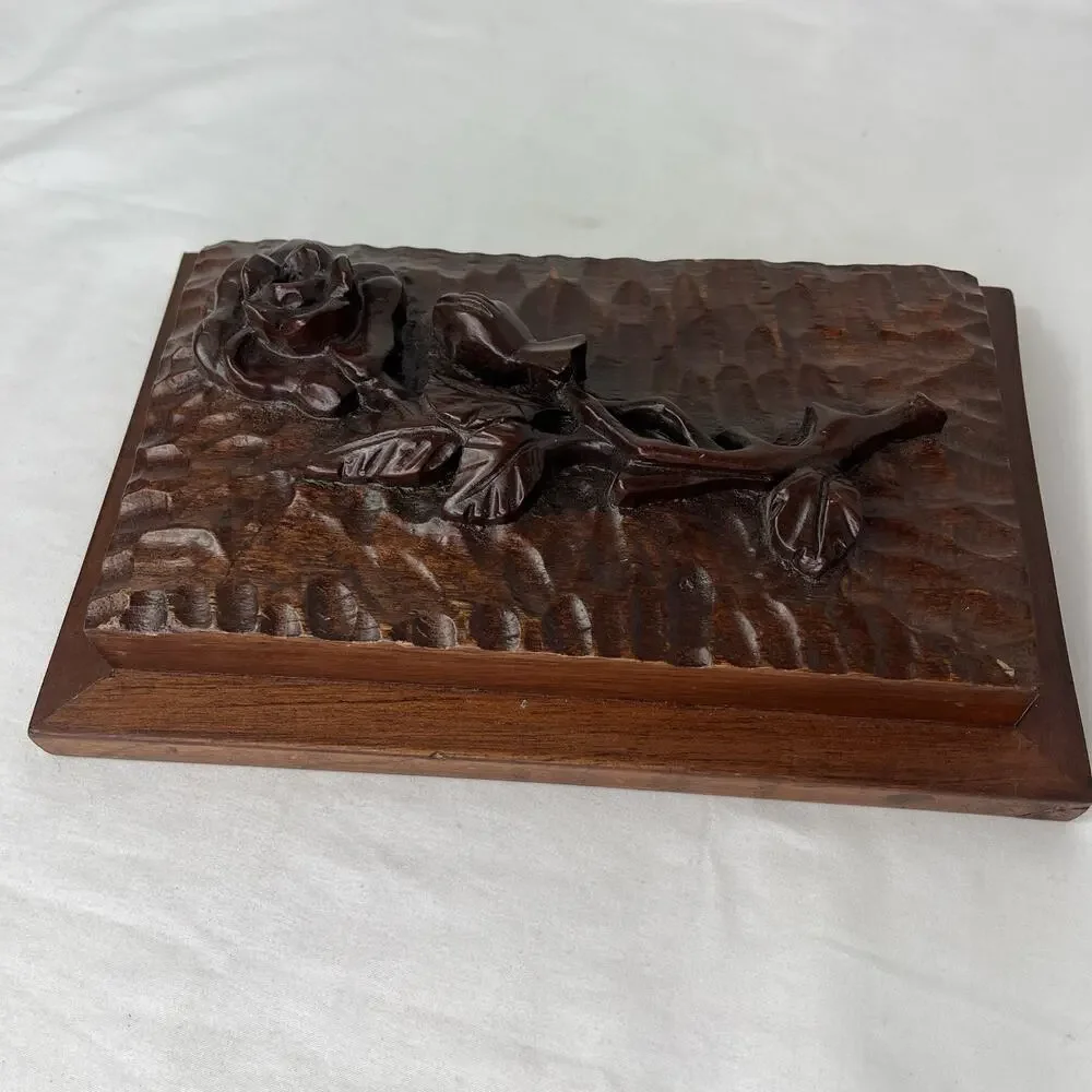 Vintage Hand Carved Rose sculpture 3D home decor, hanging wall decor, solid wood